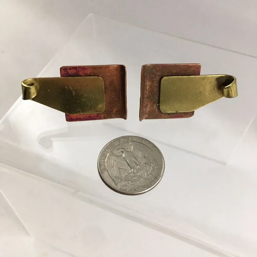 Copper Gold Modernist Abstract Cufflinks Square Sculpture Brutalist Large VTG H1